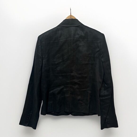 Vintage Lauren Ralph Lauren Black Linen Blazer Suit Jacket Made In Italy Sz 8 - Picture 2 of 10